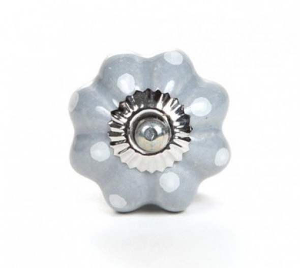 Gałka do mebli Foremka szara w białe kropki