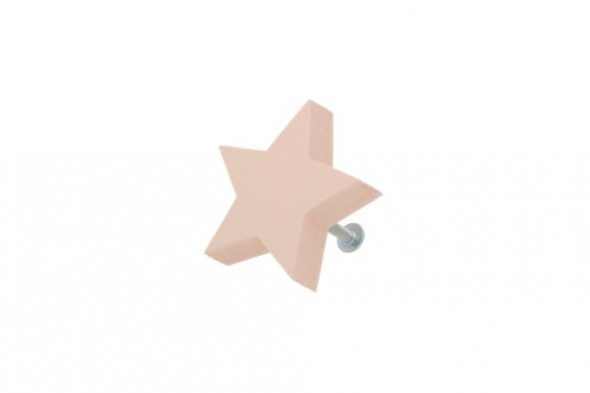 Gałka do mebli Gwiazdka drewniana różowa