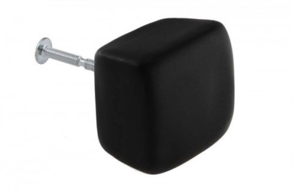 Gałka do mebli Kostka ścięta czarna pół połysk