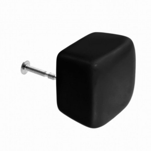 Gałka do mebli Kostka ścięta czarna połysk
