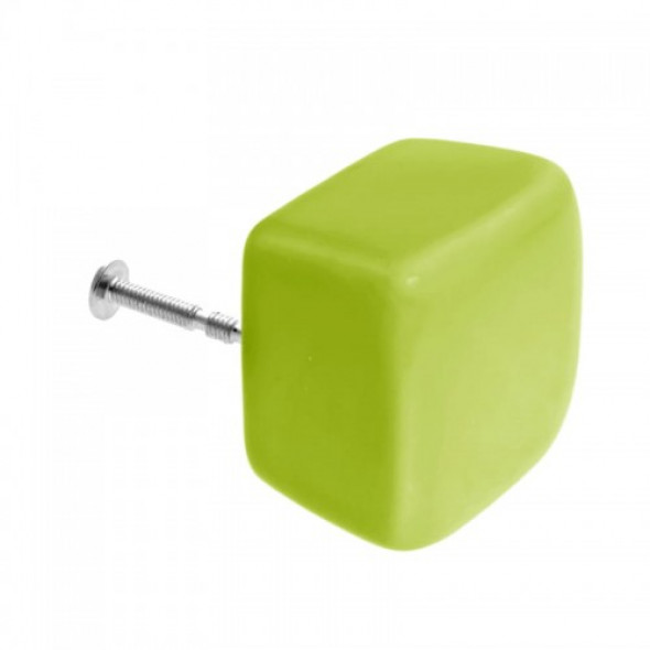 Gałka do mebli Kostka ścięta jasno-zielona