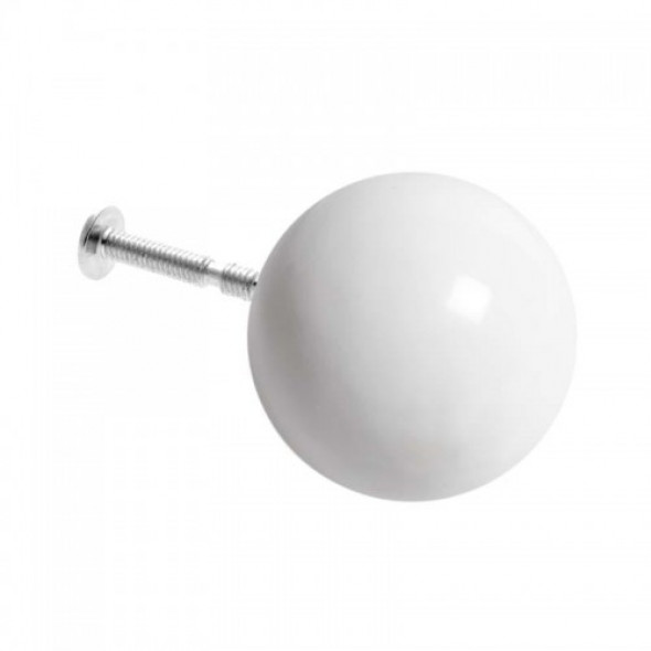 Gałka do mebli Kulka 3,5 cm biała błyszcząca