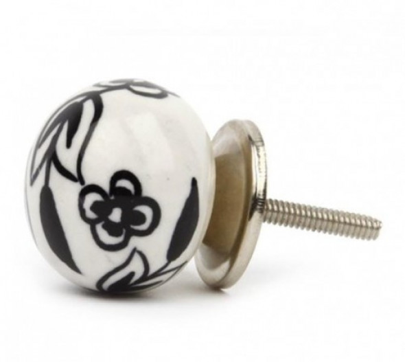 Gałka do mebli Lilia biało-czarna