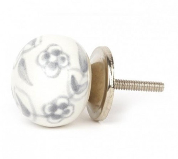 Gałka do mebli Lilia biało-szara