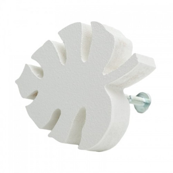 Gałka do mebli Listek monstery drewniany biały