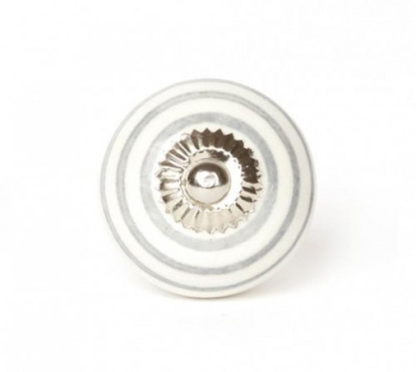 Gałka do mebli Pierścienie biało-szare duża