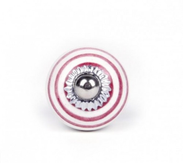 Gałka do mebli Pierścienie biało-wiśniowe mała