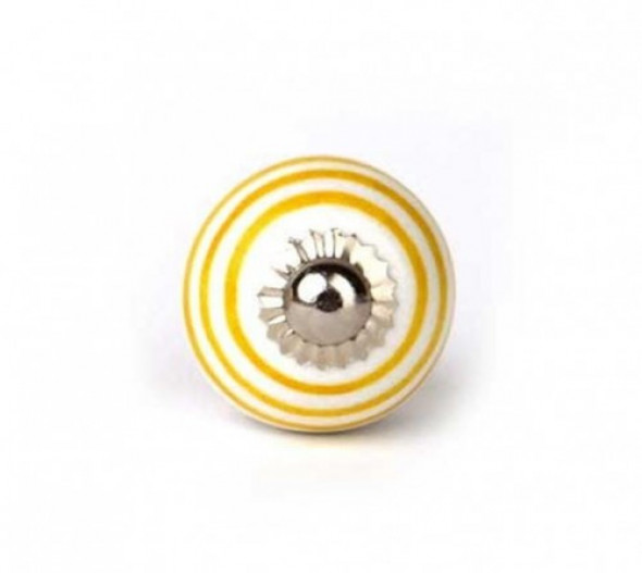 Gałka do mebli Pierścienie biało-żółte mała