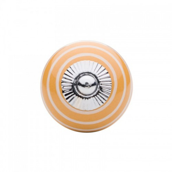 Gałka do mebli Pierścienie ciemno żółto-białe duża