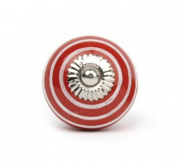 Gałka do mebli Pierścienie czerwono-białe duża