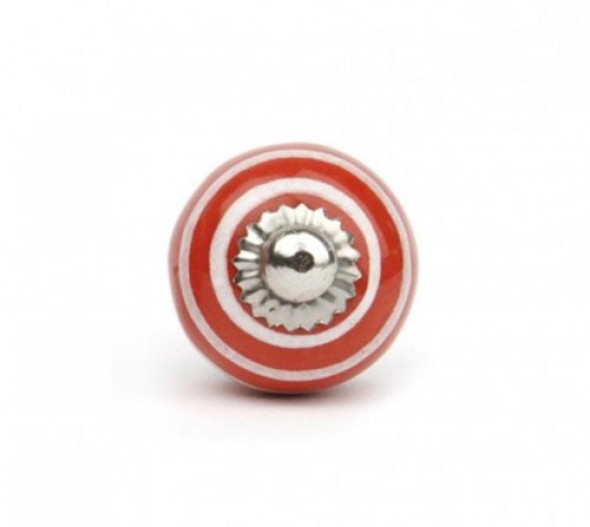 Gałka do mebli Pierścienie czerwono-białe mała
