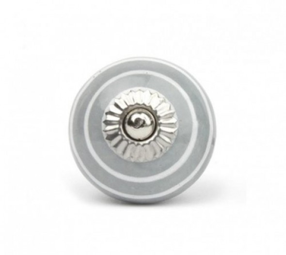 Gałka do mebli Pierścienie szaro-białe duża