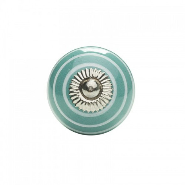 Gałka do mebli Pierścienie turkusowo-białe mała
