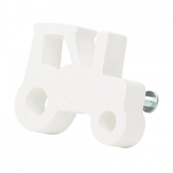 Gałka do mebli Traktorek drewniany biały