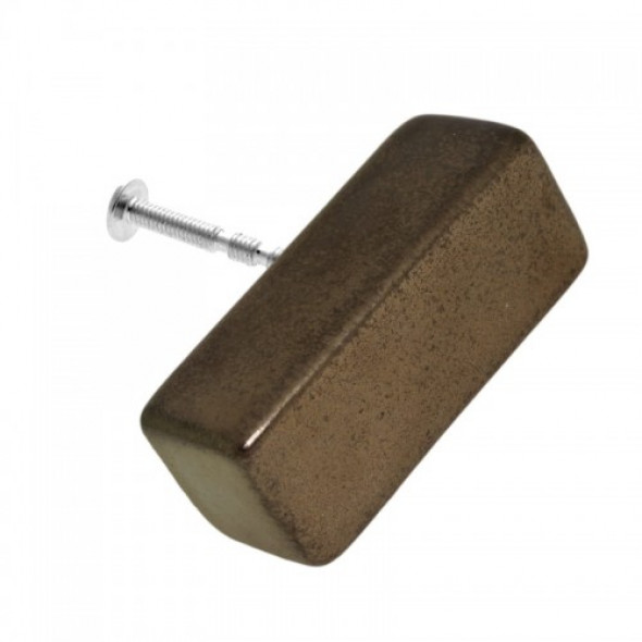 Gałka Prostopadłościan z wyżłobieniem miedziany