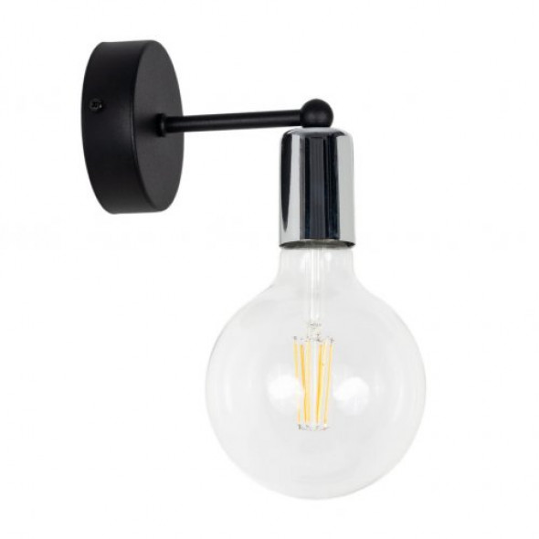 Kinkiet loft 1 płomienny czarny plus chrom