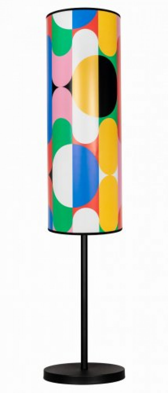 Lampa stojąca z abażurem abstrakcje