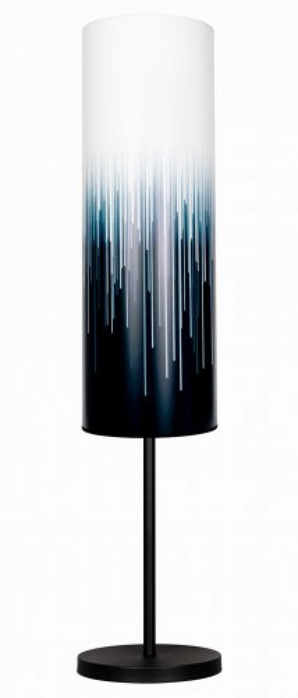 Lampa stojąca z abażurem czarne kreski