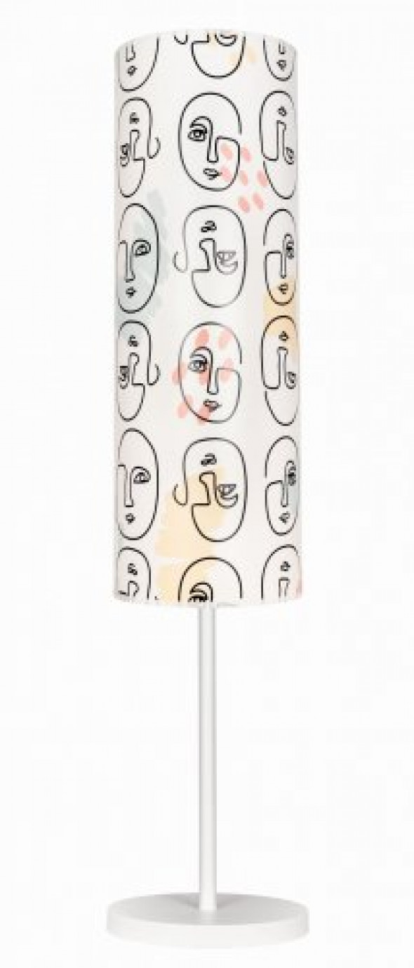 Lampa stojąca z abażurem twarze