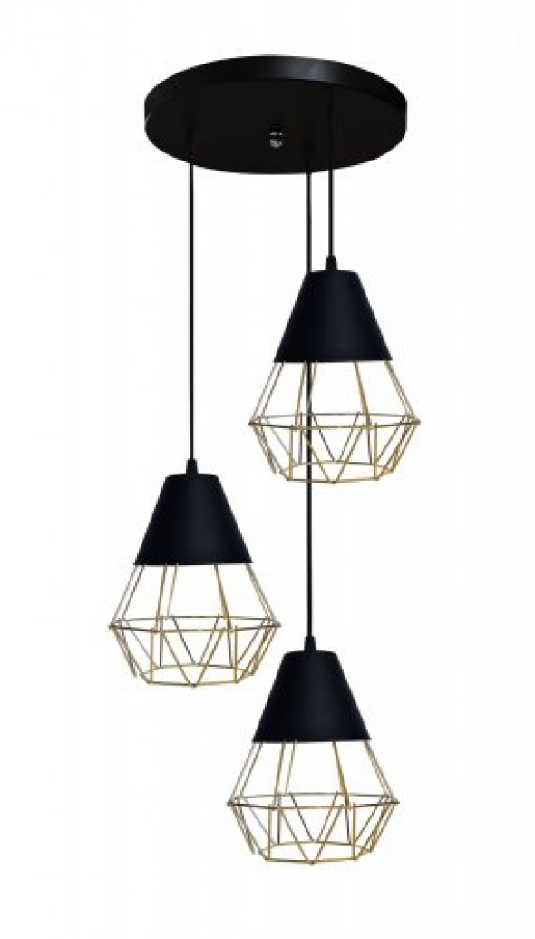 OLSEN TRI Plafon loft 3 płomienny GOLD