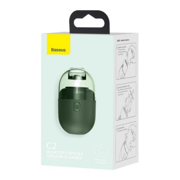 BASEUS Bezprzewodowy mini odkurzacz biurkowy Capsule C2 ZIELONY