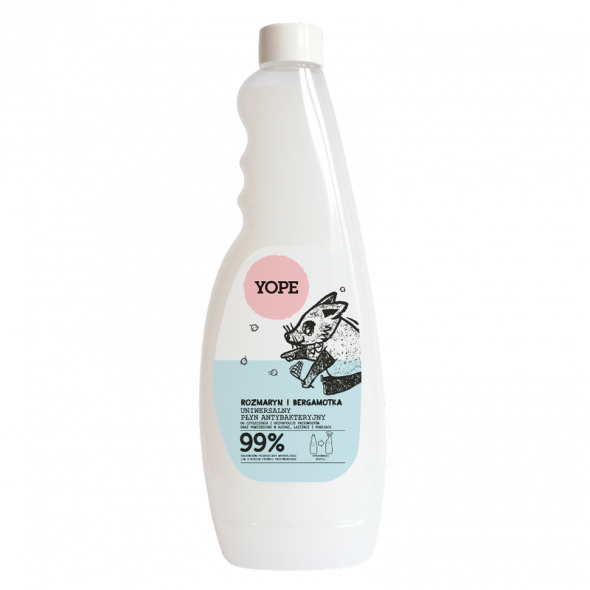 YOPE refill uniwersalny płyn antybakteryjny rozmaryn bergamotka 750 ml