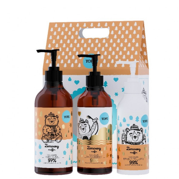 YOPE Zestaw Trójpak ZIMOWY MUFFIN mydło,żel,balsam