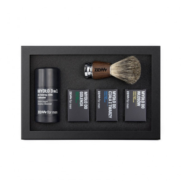 ZEW for men - Zestaw Golibrody (4x mydło + pędzel)