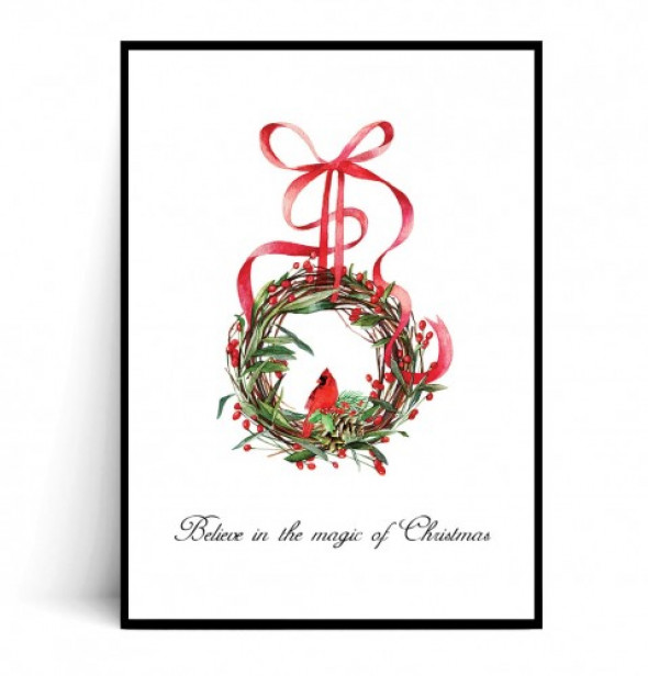 Plakat BELIEVE IN THE MAGIC OF CHRISTMAS biały