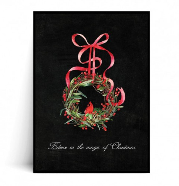 Plakat BELIEVE IN THE MAGIC OF CHRISTMAS czarny