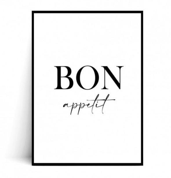 Plakat BON APPETIT z czarnym napisem