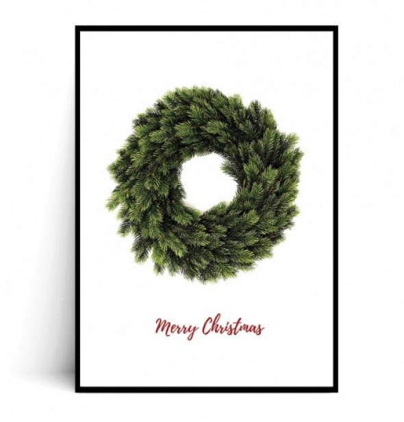 Plakat MERRY CHRISTMAS Wianek 30x40 cm -50%