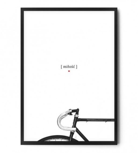 Plakat MIŁOŚĆ / ROWER- biały