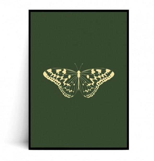 Plakat MOTYL VINTAGE dark green