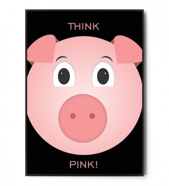 Plakat THINK PINK czarny