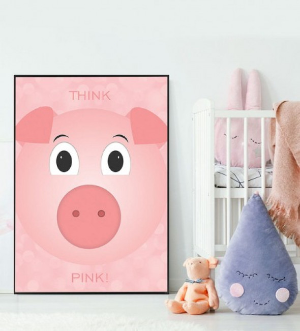 Plakat THINK PINK różowy