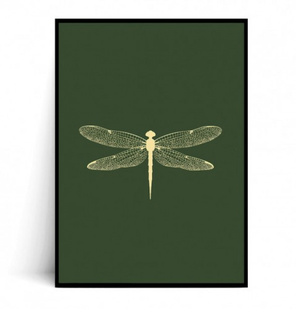 Plakat WAŻKA VINTAGE dark green
