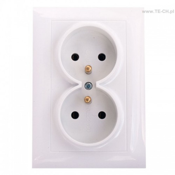 Gniazdo podwójne z bolcem 2x2P+Z p/t 462-01B