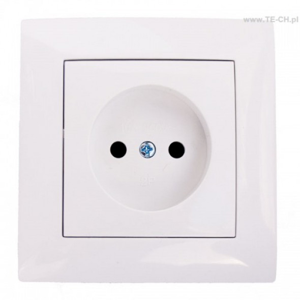 Gniazdo pojedyncze bez uziemienia 2P p/t białe