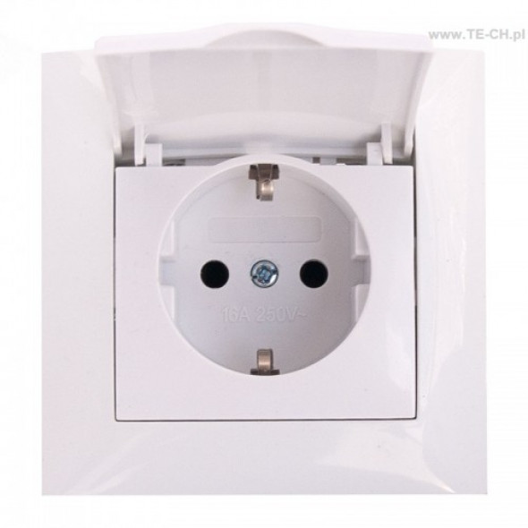 Gniazdo pojedyncze SCHUKO IP44 białe
