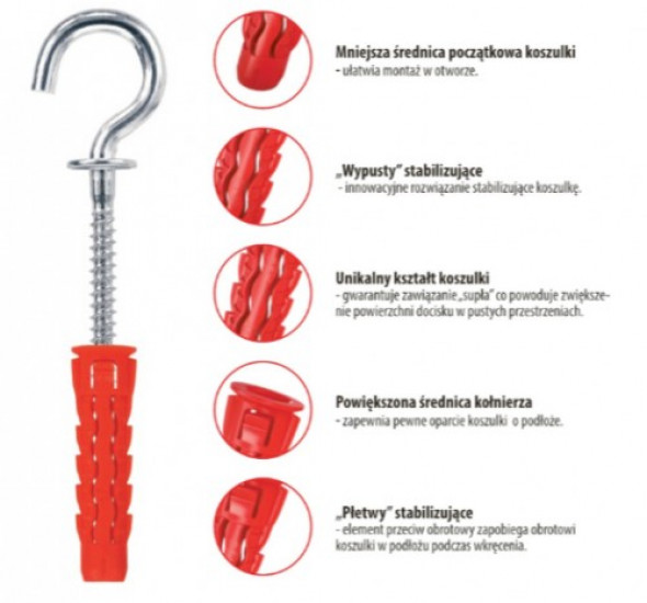 Kołek uniwersalny - hak półpełny SFXC