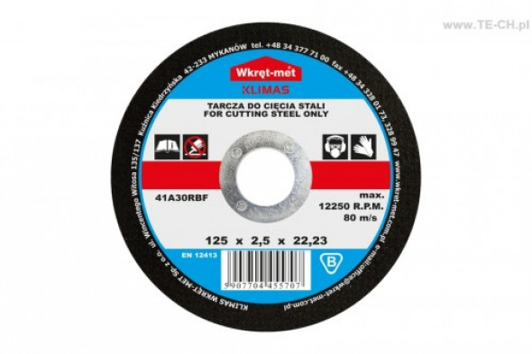 Tarcza do cięcia stali metalu 125x3,2x22,23mm