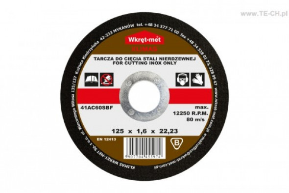 Tarcza korundowa do stali nierdzewnej 125x1mm