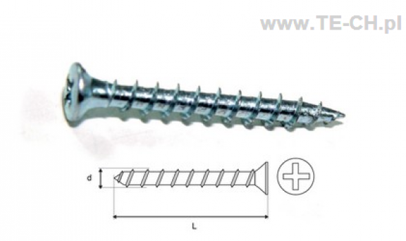 Wkręt do stolarki PCV/ montażu okuć 4,0x35 500szt