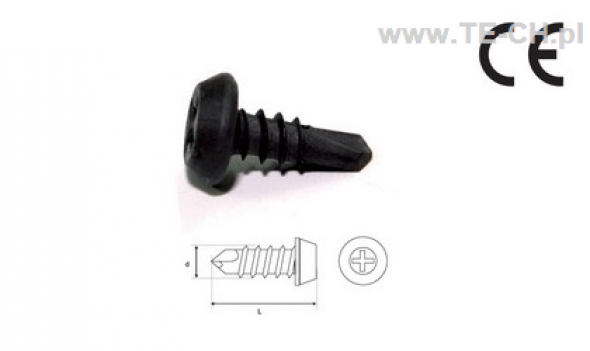 Wkręt samowiercący pchełka 3,9x11 czarne 1000szt