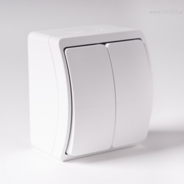 Włącznik światła podwójny n/t IP44 biały 152-01