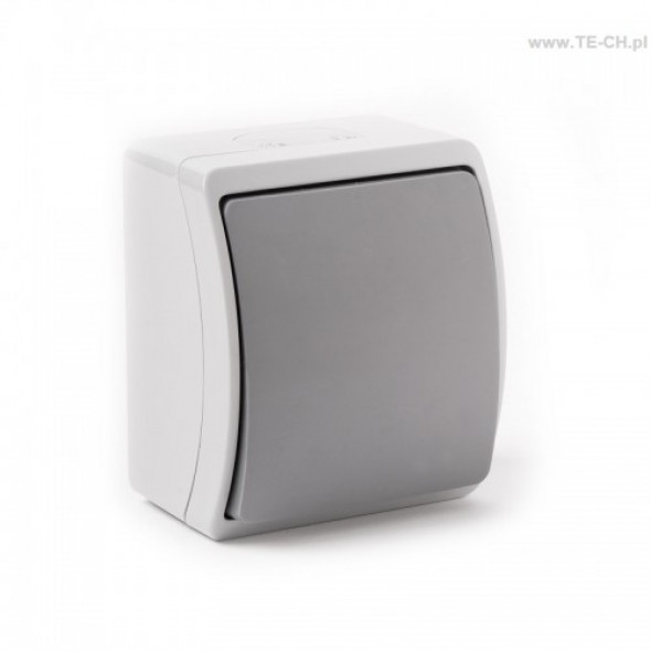 Włącznik światła pojedynczy n/t IP44 popiel 151-08