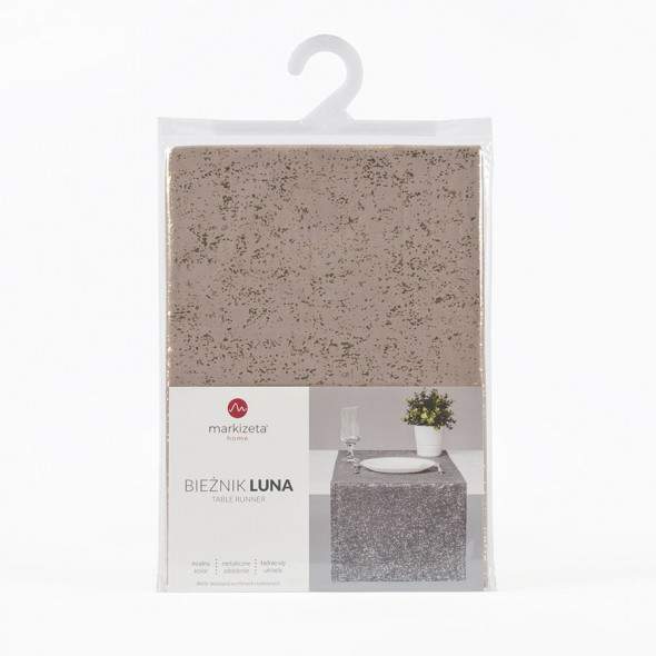 Bieżnik LUNA - 40x140 cm - jasny beżowy z szampańskim nadrukiem