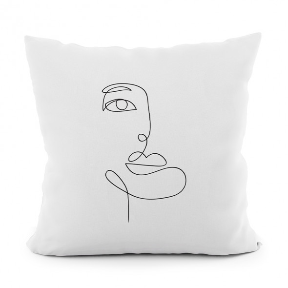 Poszewka dekoracyjna bawełniana FALINE - 40x40 cm -  ecru/czarny