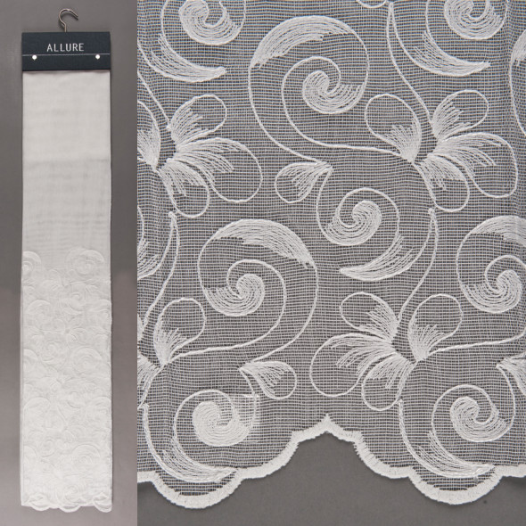 Firana haftowana BENITA - wysokość 290 cm - złamana biel